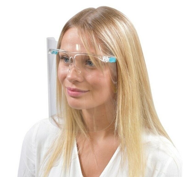 Bild von Schutzschild mit Brillengestell, 2x Folien gratis, Gesichtsmaske, Face Shield